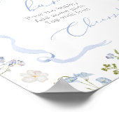 Blue Bow lint Wildflower Momosa bar waterverf Poster (Hoek)