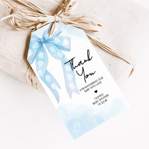 Blue Bow Little Boo Baby shower Favorietentjes Cadeaulabel
