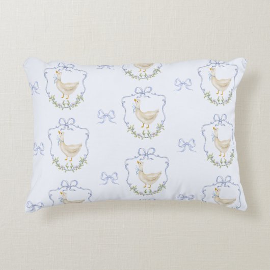 Blue Bow Little Goose Whimsical Crest baby Boy Accent Kussen (Voorkant)