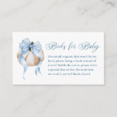 Blue Bow Little Pumpkin Baby shower Boeken voor Ba Informatiekaartje (Voorkant)