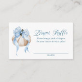 Blue Bow Little Pumpkin Baby shower Luier Raffle Informatiekaartje (Voorkant)