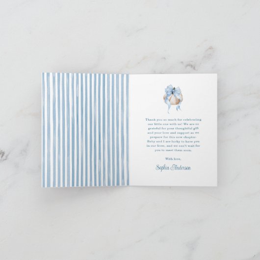 Blue Bow Little Pumpkin Boy Baby shower Bedankt (Binnen)
