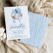 Blue Bow Little Pumpkin Boy Baby shower Kaart