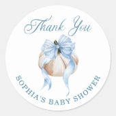 Blue Bow Little Pumpkin Boy Baby shower Stickers (Voorkant)