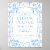Blue Bow Love Shack Fiance Vrijgezellenfeest Welko Poster (Voorkant)