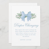 Blue Bow Luier Veranderen Baby shower Game Kaart (Voorkant / Achterkant)