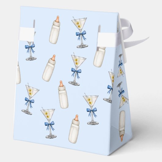 Blue Bow Martinis Baby Bottles Baby shower Bedankdoosjes (Achterkant)