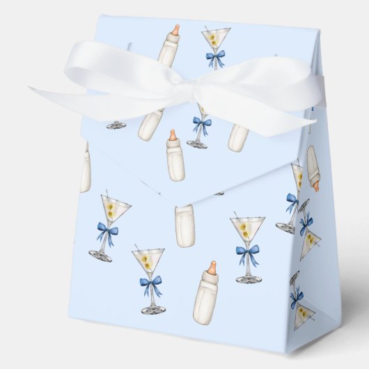 Blue Bow Martinis Baby Bottles Baby shower Bedankdoosjes (Voorkant)