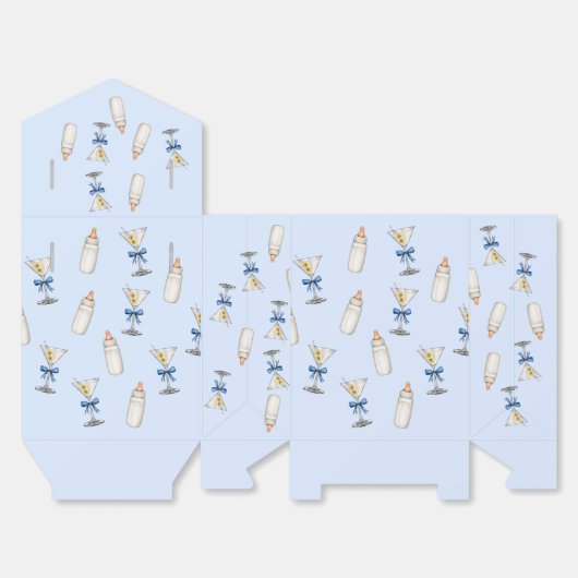 Blue Bow Martinis Baby Bottles Baby shower Bedankdoosjes (Ongevouwen)
