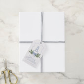 Blue Bow Merry Christmas Crest Gift Label - A Cadeaulabel (Met Touw)