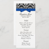 Blue Bow met het Damask Wedding Reception Menu Kaart (Voorkant / Achterkant)