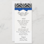 Blue Bow met het Damask Wedding Reception Menu Kaart (Voorkant)
