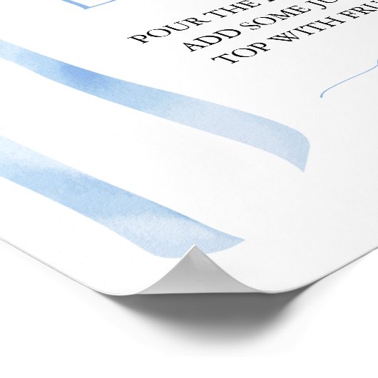 Blue Bow Mimosa Bar Vrijgezellenfeest Sign Poster (Hoek)