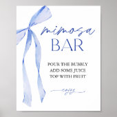 Blue Bow Mimosa Bar Vrijgezellenfeest Sign Poster (Voorkant)