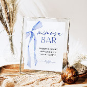 Blue Bow Mimosa Bar Vrijgezellenfeest Sign Poster