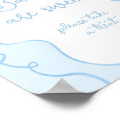 Blue bow minimalist Baby's zijn zoet baby shower Poster (Hoek)