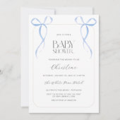 Blue Bow Minimalistisch Jongen Baby shower Kaart (Voorkant)