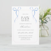 Blue Bow Minimalistisch Jongen Baby shower Kaart (Staand voorkant)