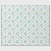 Blue Bow Mistletoe Winter Baby shower Wrap Cadeaupapier (Vlak)