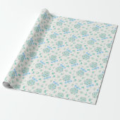 Blue Bow Mistletoe Winter Baby shower Wrap Cadeaupapier (Uitgerold)