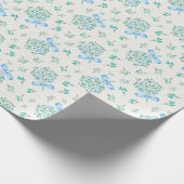 Blue Bow Mistletoe Winter Baby shower Wrap Cadeaupapier (Hoek)