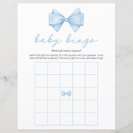 Blue Bow Modern Baby shower Bingogame