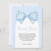 Blue Bow Modern Baby shower Dank u kaart (Voorkant)