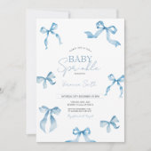 Blue Bow Modern Baby Sprinkle Kaart (Voorkant)