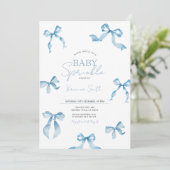 Blue Bow Modern Baby Sprinkle Kaart (Staand voorkant)