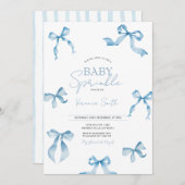 Blue Bow Modern Baby Sprinkle Kaart (Voorkant / Achterkant)