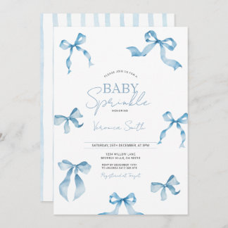 Blue Bow Modern Baby Sprinkle Kaart