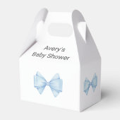 Blue Bow Modern Boy Baby shower Bedankdoosjes (Achterkant)