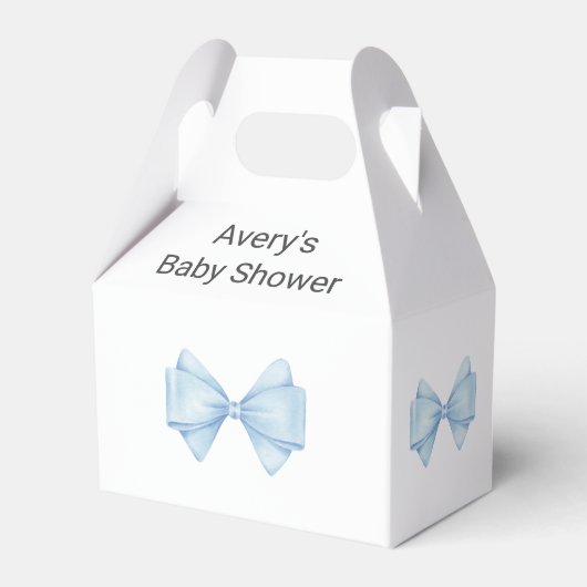 Blue Bow Modern Boy Baby shower Bedankdoosjes (Achterkant)