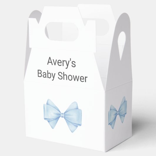 Blue Bow Modern Boy Baby shower Bedankdoosjes (Geopend)