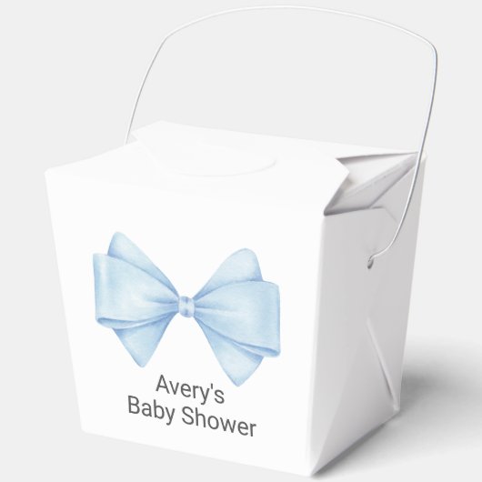 Blue Bow Modern Boy Baby shower Bedankdoosjes (Voorkant)