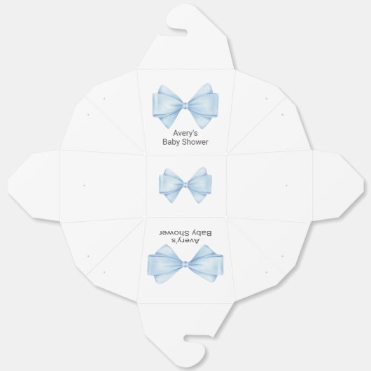 Blue Bow Modern Boy Baby shower Bedankdoosjes (Ongevouwen)