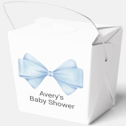 Blue Bow Modern Boy Baby shower Bedankdoosjes (Achterkant)