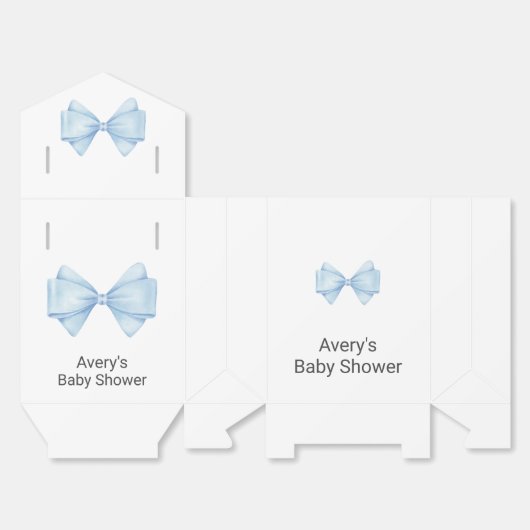 Blue Bow Modern Boy Baby shower Bedankdoosjes (Ongevouwen)