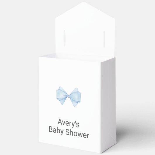 Blue Bow Modern Boy Baby shower Bedankdoosjes (Open)