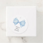 Blue Bow Modern Boy Baby shower Bedankjes Labels (In situ)
