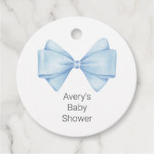 Blue Bow Modern Boy Baby shower Bedankjes Labels (Voorkant)