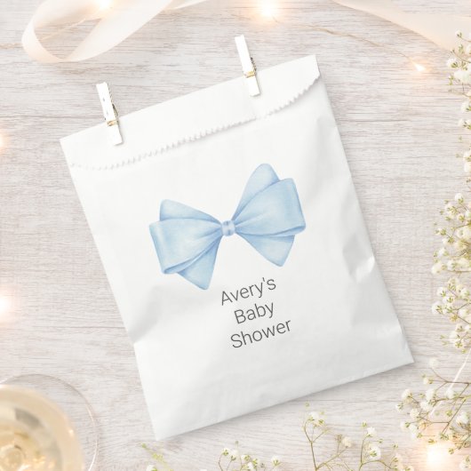 Blue Bow Modern Boy Baby shower Bedankzakje (Geknipt)