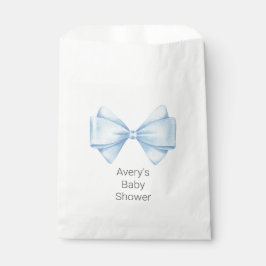 Blue Bow Modern Boy Baby shower Bedankzakje