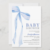 Blue Bow Modern Boy Baby shower Kaart (Voorkant)