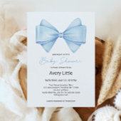 Blue Bow Modern Boy Baby shower Kaart
