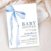 Blue Bow Modern Boy Baby shower Kaart