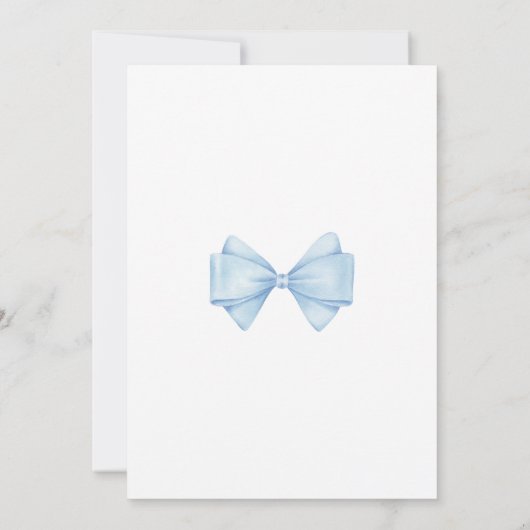 Blue Bow Modern Boy Baby shower Kaart (Achterkant)