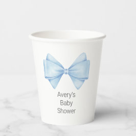 Blue Bow Modern Boy Baby shower Papieren Bekers