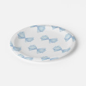 Blue Bow Modern Boy Baby shower Papieren Bordje (Gekanteld)