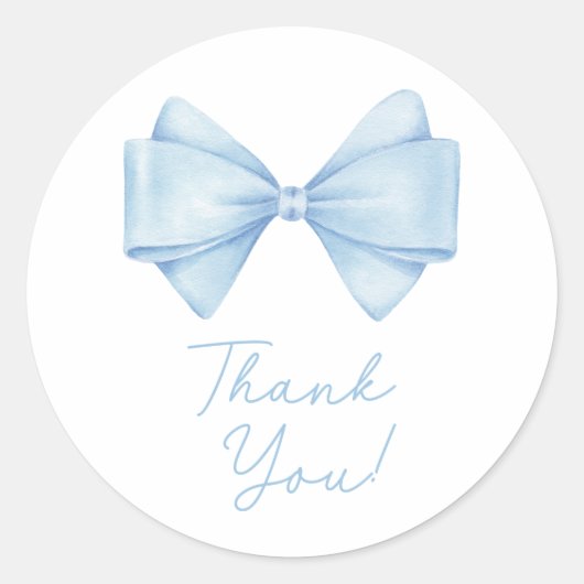 Blue Bow Modern Boy Baby shower Ronde Sticker (Voorkant)